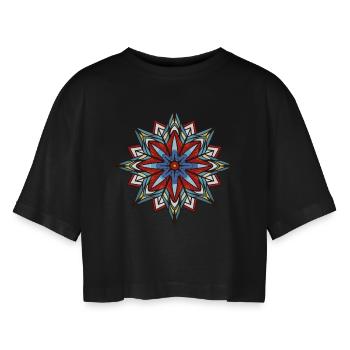 Cristal de glace flocon de neige - T-shirt court oversize Femme - noir - Devant - AI Model Female 172 light (172cm)