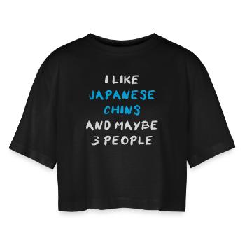 Japanese Chin - Frauen Oversized Cropped T-Shirt - Schwarz - Vorne - AI Model Female 172 light (172cm)