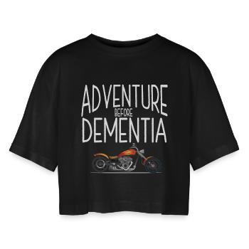 L’aventure des motocyclistes avant la démence - T-shirt court oversize Femme - noir - Devant - AI Model Female 172 light (172cm)