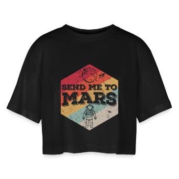 Send Me to Mars - Women’s Oversized Cropped T-Shirt - black - Front - AI Model Female 172 light (172cm)