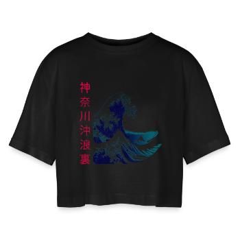 La grosse vague au large de Kanagawa - T-shirt court oversize Femme - noir - Devant - AI Model Female 172 light (172cm)