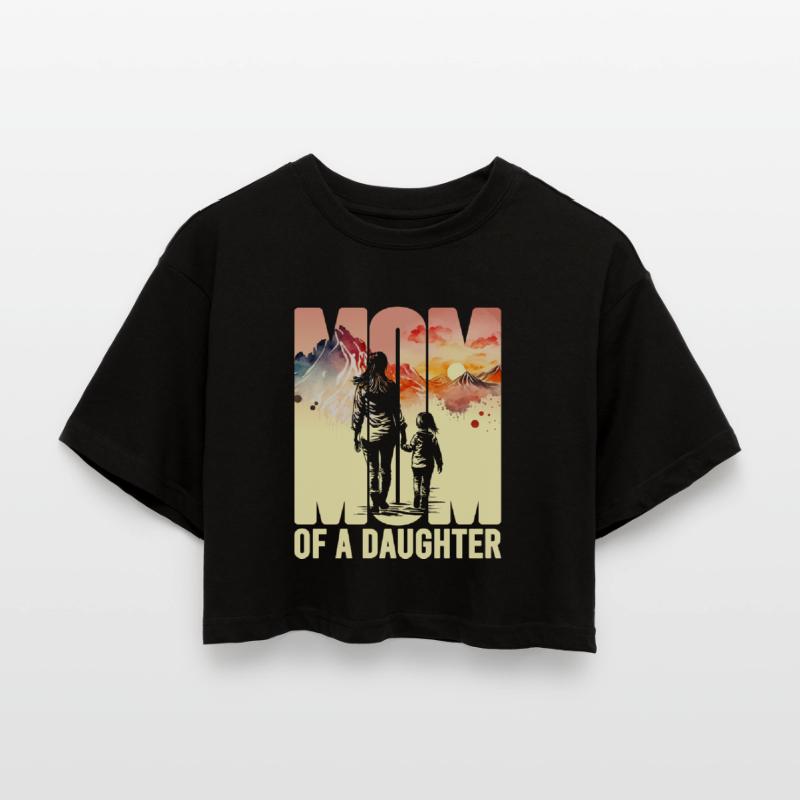 Mutter mit einer Tochter Muttertag Berge Mama Kind Frauen Oversized Cropped T-Shirt