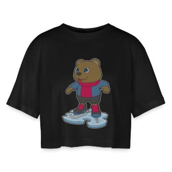 Patins à glace Bear - T-shirt court oversize Femme - noir - Devant - AI Model Female 172 light (172cm)