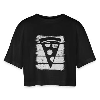 Pizza slice - Women’s Oversized Cropped T-Shirt - black - Front - AI Model Female 172 light (172cm)