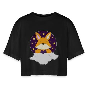 Nuages de renard - T-shirt court oversize Femme - noir - Devant - AI Model Female 172 light (172cm)