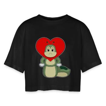 Cœur de chenille - T-shirt court oversize Femme - noir - Devant - AI Model Female 172 light (172cm)