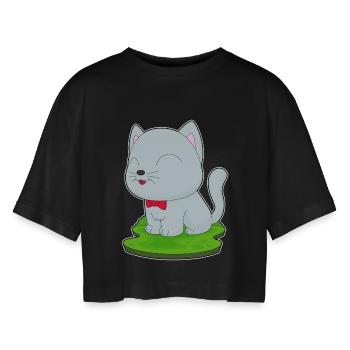 Noeud papillon chat - T-shirt court oversize Femme - noir - Devant - AI Model Female 172 light (172cm)