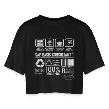 Sap Basis Consultant multi tasking problem solving - Frauen Oversized Cropped T-Shirt - Schwarz - Vorne - AI Model Female 172 light (172cm)