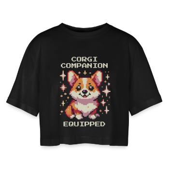 Corgi Companion équipé | Amour de chien Humour - T-shirt court oversize Femme - noir - Devant - AI Model Female 172 light (172cm)