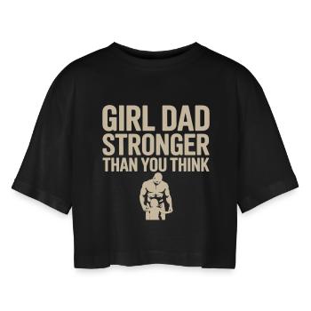 Girl Dad Shirt – Vater einer Tochter Spruch - Frauen Oversized Cropped T-Shirt - Schwarz - Vorne - AI Model Female 172 light (172cm)