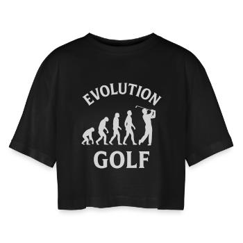 Evolution Golf Lustiges Golfdesign - Frauen Oversized Cropped T-Shirt - Schwarz - Vorne - AI Model Female 172 light (172cm)