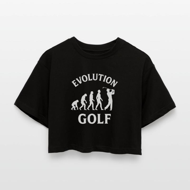 Evolution Golf Funny Golfing Design Women’s Oversized Cropped T-Shirt