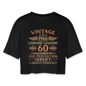 60. Geburtstag Vintage 1966 Baujahr - Frauen Oversized Cropped T-Shirt - Schwarz - Vorne - AI Model Female 172 light (172cm)