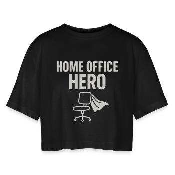 Home Office Hero: Your everyday office life - Women’s Oversized Cropped T-Shirt - black - Front - AI Model Female 172 light (172cm)