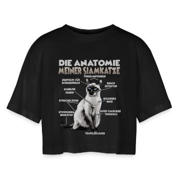 Siamkatzen T | Siamkatzen Katzenbesitzer Siam Katz - Frauen Oversized Cropped T-Shirt - Schwarz - Vorne - AI Model Female 172 light (172cm)