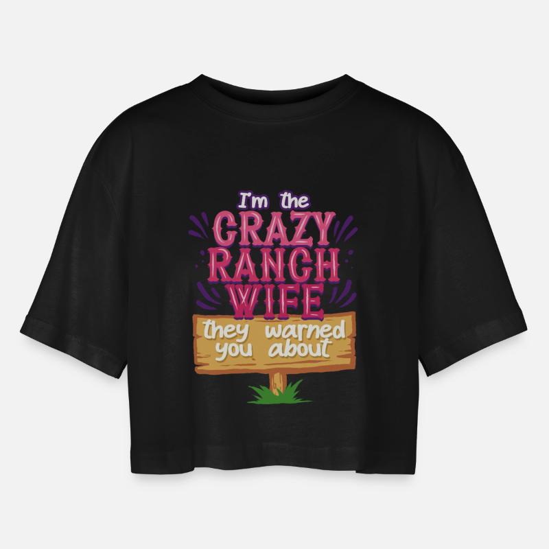 Ehefrau eines Bauern Mutter - Frauen Oversized Cropped T-Shirt - Schwarz