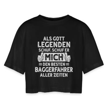Baggerfahrer - Frauen Oversized Cropped T-Shirt - Schwarz - Vorne - AI Model Female 172 light (172cm)