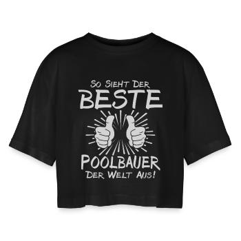 Bester Poolbauer - Frauen Oversized Cropped T-Shirt - Schwarz - Vorne - AI Model Female 172 light (172cm)