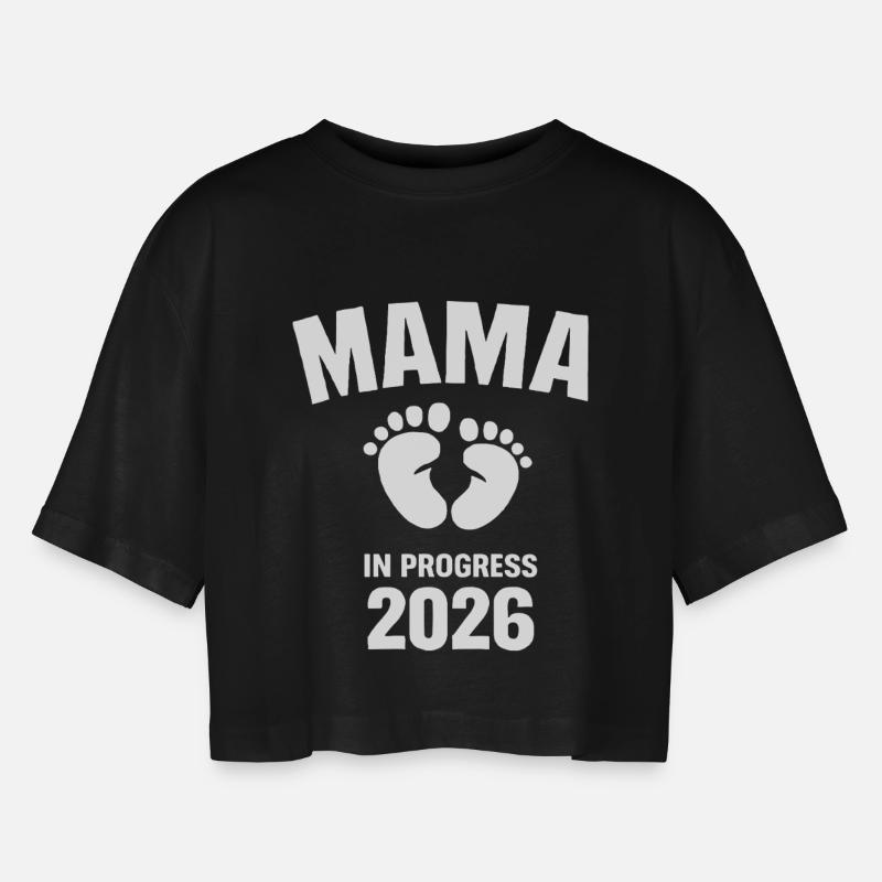 Mama in Progress 2026 - Women’s Oversized Cropped T-Shirt - black