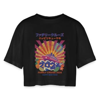 Croisière en famille 2026 Célébration du Nouvel An - T-shirt court oversize Femme - noir - Devant - AI Model Female 172 light (172cm)