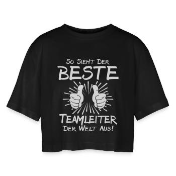 Bester Teamleiter - Frauen Oversized Cropped T-Shirt - Schwarz - Vorne - AI Model Female 172 light (172cm)