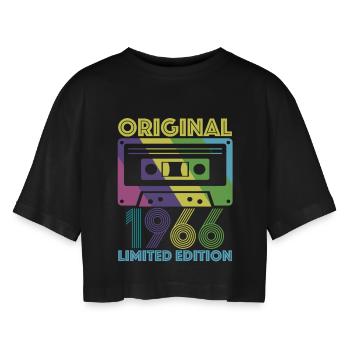 Originalkassette von 1966 60th Anniversary 60 Year Tee - Frauen Oversized Cropped T-Shirt - Schwarz - Vorne - AI Model Female 172 light (172cm)