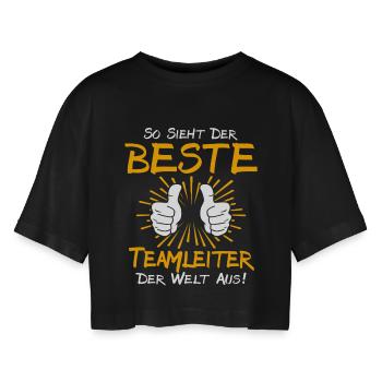 Teamleiter Geschenkidee - Frauen Oversized Cropped T-Shirt - Schwarz - Vorne - AI Model Female 172 light (172cm)
