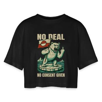 Pas d’accord, pas de consentement, chemise du Groenland - T-shirt court oversize Femme - noir - Devant - AI Model Female 172 light (172cm)