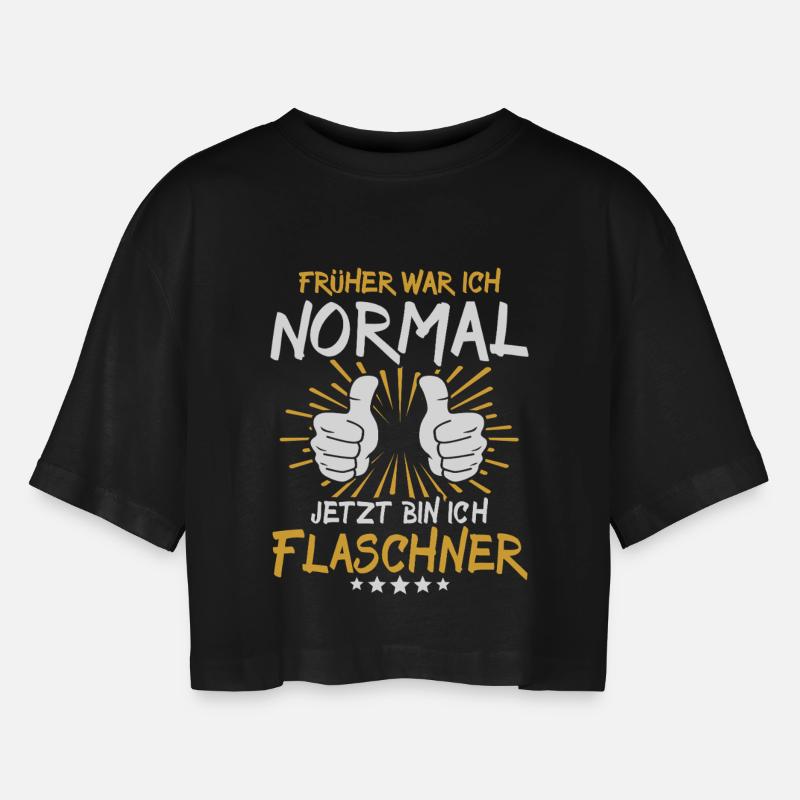 Flaschner Saying - Women’s Oversized Cropped T-Shirt - black