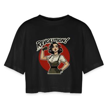 Revolution Girl Power Rétro - T-shirt court oversize Femme - noir - Devant - AI Model Female 172 light (172cm)