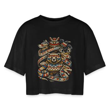 Vikings scandinaves - T-shirt court oversize Femme - noir - Devant - AI Model Female 172 light (172cm)