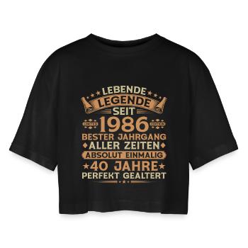 Cadeau de légende vintage de 40 ans 1986 - T-shirt court oversize Femme - noir - Devant - AI Model Female 172 light (172cm)