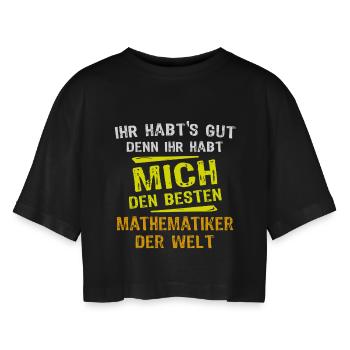 Mathematician Gift - Women’s Oversized Cropped T-Shirt - black - Front - AI Model Female 172 light (172cm)