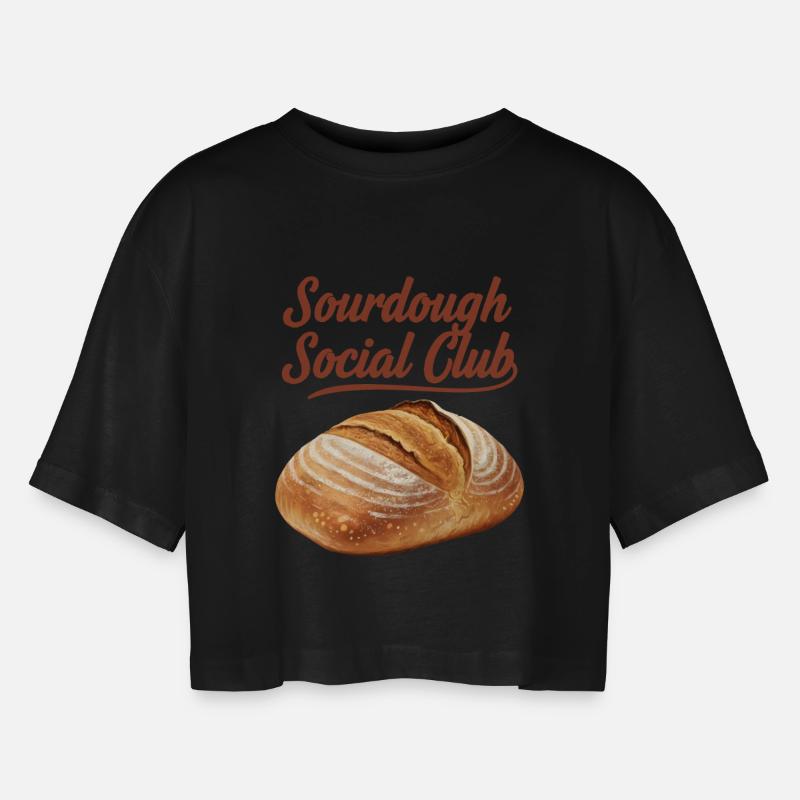 Surdejsklub Brødbagning Lokal Bager - Oversize cropped T-shirt til damer - sort