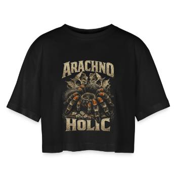 Tarantula Arachno Holic - Women’s Oversized Cropped T-Shirt - black - Front - AI Model Female 172 light (172cm)