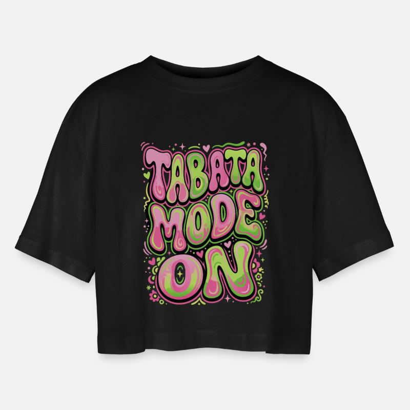Tabata Mode On - Women’s Oversized Cropped T-Shirt - black