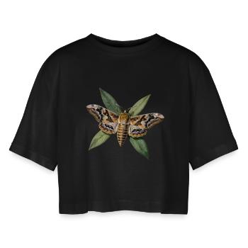 Sphinx du laurier-rose et Feuillage Botanique - T-shirt court oversize Femme - noir - Devant - AI Model Female 172 light (172cm)