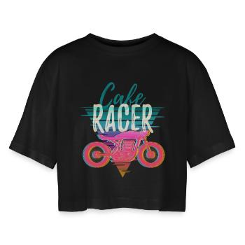 Moto – Cadeau Café Racer Rétro - T-shirt court oversize Femme - noir - Devant - AI Model Female 172 light (172cm)