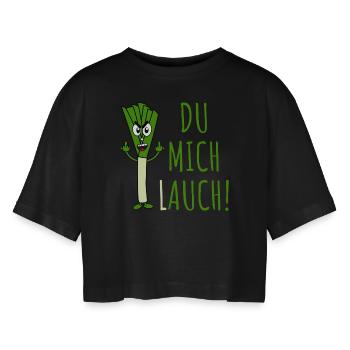 Poireaux dire que vous me Lauch en vert - T-shirt court oversize Femme - noir - Devant - AI Model Female 172 light (172cm)