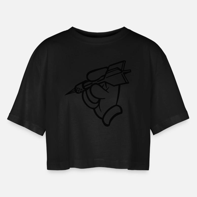 Dart - Frauen Oversized Cropped T-Shirt - Schwarz