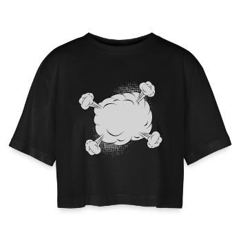 Leere Comic Kampf Wolke für eigene Texte & Motive - Frauen Oversized Cropped T-Shirt - Schwarz - Vorne - AI Model Female 172 light (172cm)