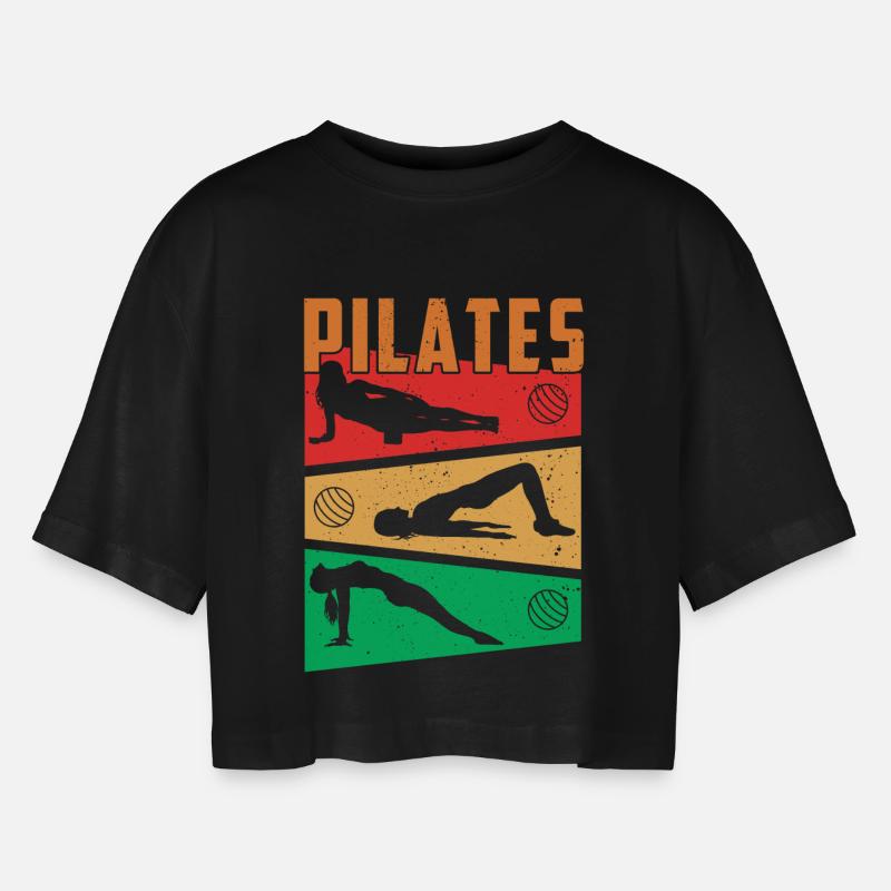 PILATES - Women’s Oversized Cropped T-Shirt - black
