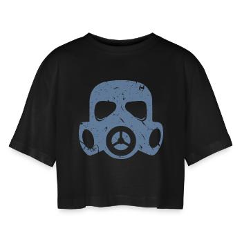 Masque à gaz grunge Particules nucléaires radioactives - T-shirt court oversize Femme - noir - Devant - AI Model Female 172 light (172cm)