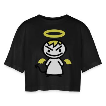 ange du mal - T-shirt court oversize Femme - noir - Devant - AI Model Female 172 light (172cm)