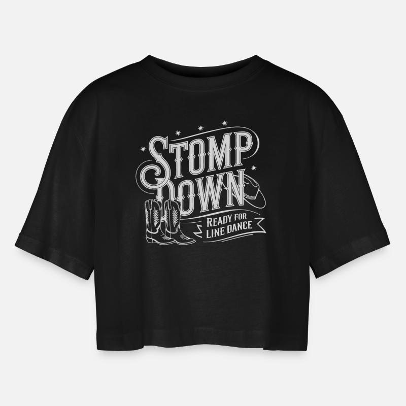 Ready for Line Dance Stomp Down - Women’s Oversized Cropped T-Shirt - black