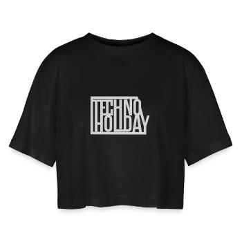 Techno Holiday - T-shirt court oversize Femme - noir - Devant - AI Model Female 172 light (172cm)