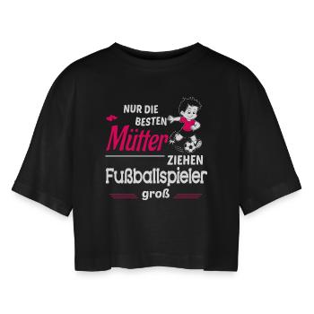 Mama Fußball - Frauen Oversized Cropped T-Shirt - Schwarz - Vorne - AI Model Female 172 light (172cm)