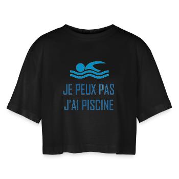 Je peux pas j'ai piscine - T-shirt court oversize Femme - noir - Devant - AI Model Female 172 light (172cm)