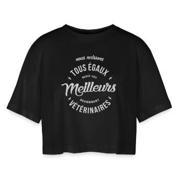 Les meilleurs deviennent vétérinaires - T-shirt court oversize Femme - noir - Devant - AI Model Female 172 light (172cm)