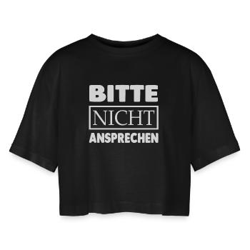 BITTE NICHT ANSPRECHEN - Frauen Oversized Cropped T-Shirt - Schwarz - Vorne - AI Model Female 172 light (172cm)